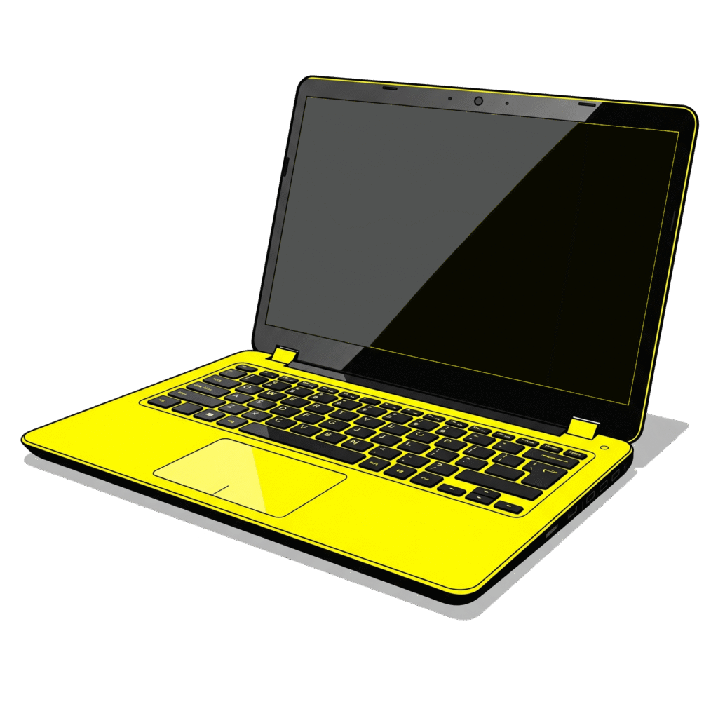 Laptop vettoriale giallo e nero | Investimento web design di enricofranco.it