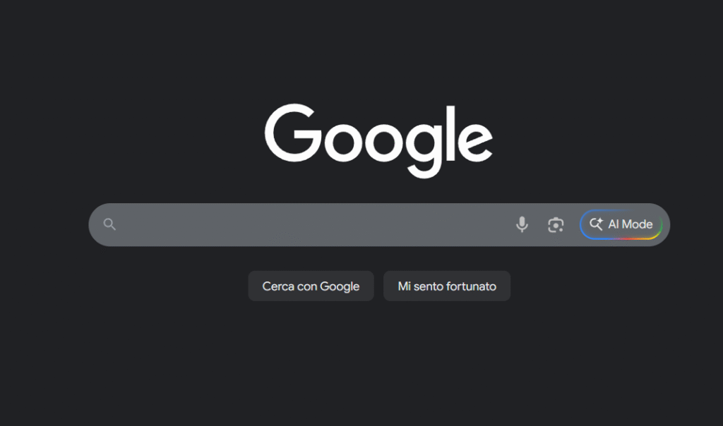 Schermata di google con AI Mode